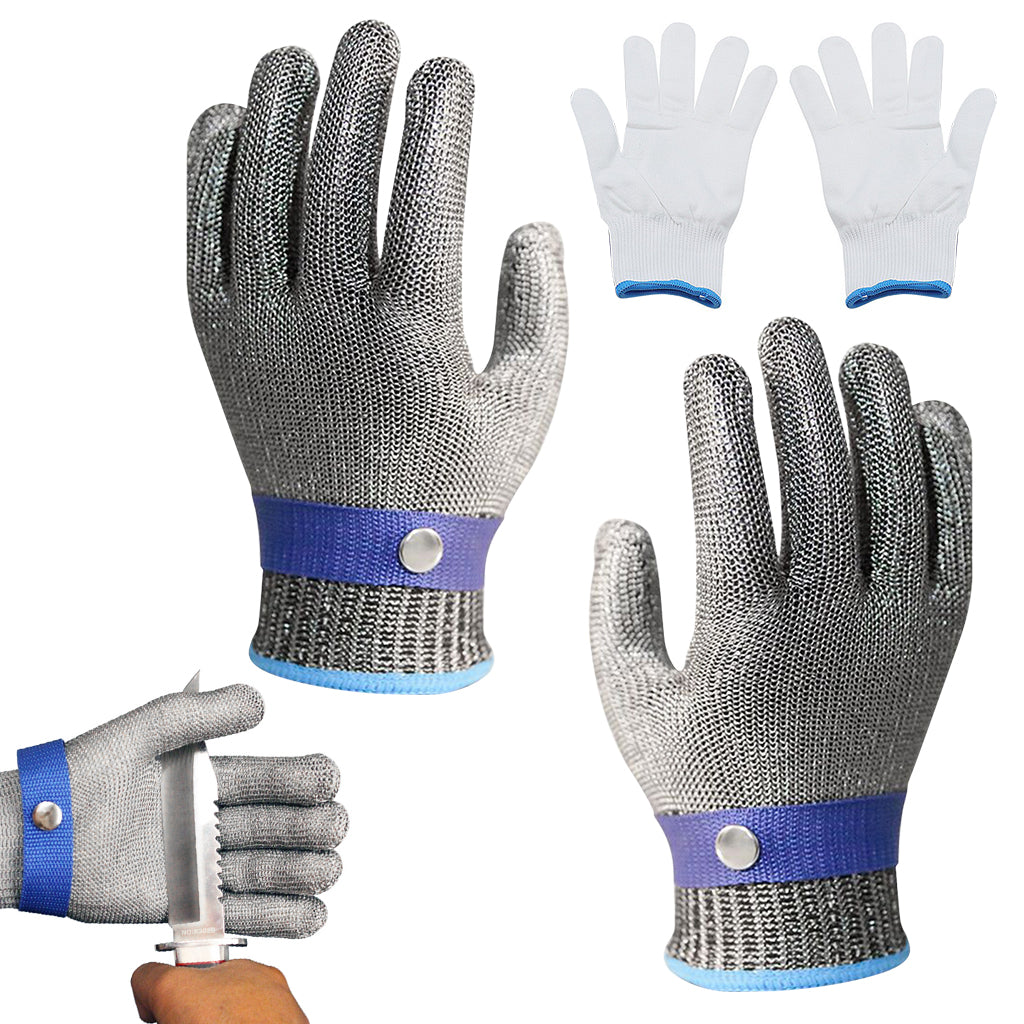 HASTHIP 1 Pair Work Gloves Stainless Steel Mesh Glove Anti-Cut Work Gloves Stainless Steel Mesh Glove Puncture Proof Safety Glove for Fish Handling, Meat Processing, Metalworking, Gardening HASTHIP 1 Pair Work Gloves Stainless Steel Mesh Glove Anti-Cut Work Gloves Stainless Steel Mesh Glove Puncture Proof Safety Glove for Fish Handling, Meat Processing, Metalworking, Gardening